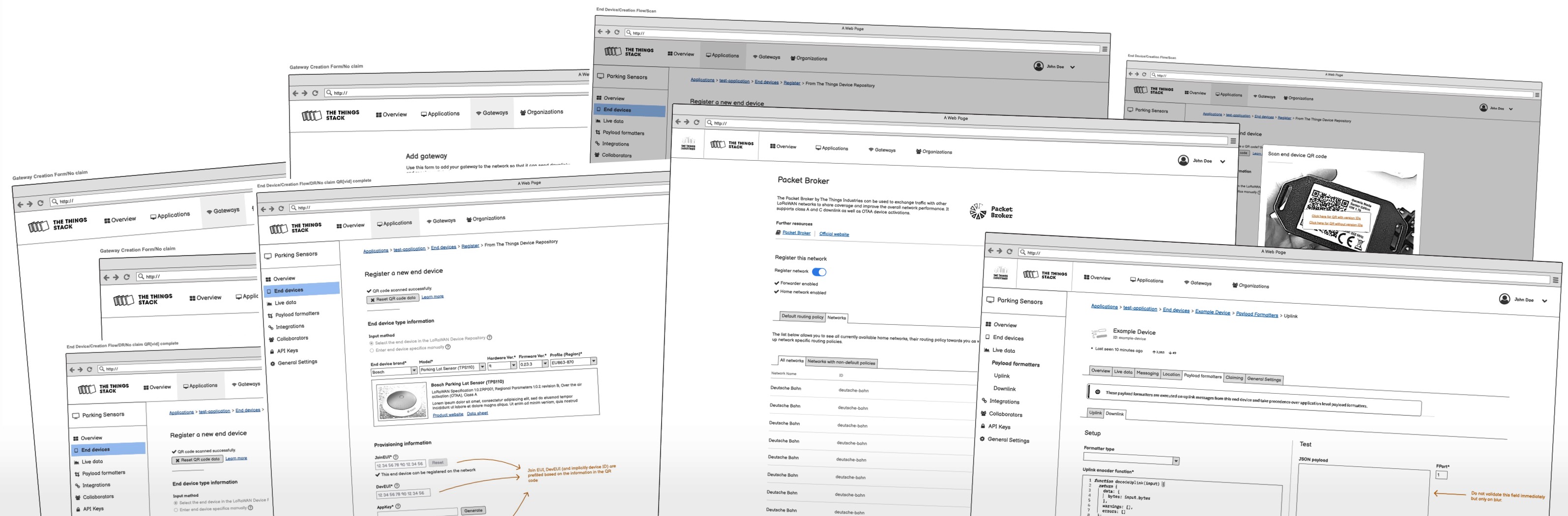 The Things Stack Wireframes